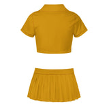 Custom Yellow Blue Cheerleading Uniform Set