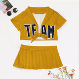Custom Yellow Navy Cheerleading Uniform Set