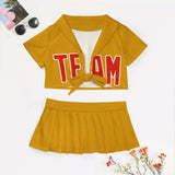 Custom Yellow Orange Red Cheerleading Uniform Set