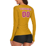 Custom Yellow Pink Women's Long-Sleeve Shirt
