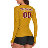 Custom Yellow Crimson Red Women's Long-Sleeve Shirt