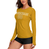 Custom Yellow Yellow Women's Long-Sleeve Shirt