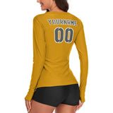 Custom Yellow Dark Grey Women's Long-Sleeve Shirt