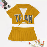 Custom Yellow Dark Grey Cheerleading Uniform Set