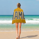 Custom Yellow Dark Grey Beach Towel