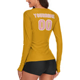 Custom Yellow Light Pink Women's Long-Sleeve Shirt