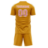Custom Yellow Light Pink Soccer Jersey