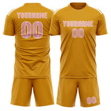 Custom Yellow Light Pink Soccer Jersey