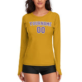 Custom Yellow Light Purple Women's Long-Sleeve Shirt