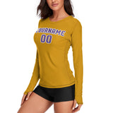 Custom Yellow Light Purple Women's Long-Sleeve Shirt