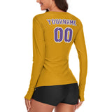 Custom Yellow Light Purple Women's Long-Sleeve Shirt