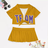 Custom Yellow Light Purple Cheerleading Uniform Set