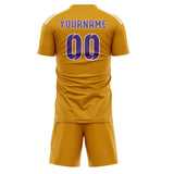 Custom Yellow Light Purple Soccer Jersey