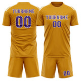 Custom Yellow Light Purple Soccer Jersey