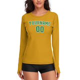 Custom Yellow Emerald Green Women's Long-Sleeve Shirt