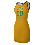 Custom Yellow Emerald Green Sleeveless Vest Dress