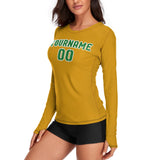 Custom Yellow Emerald Green Women's Long-Sleeve Shirt