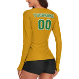 Custom Yellow Emerald Green Women's Long-Sleeve Shirt