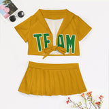 Custom Yellow Emerald Green Cheerleading Uniform Set