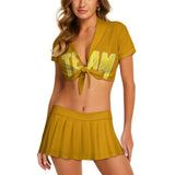 Custom Yellow Light Yellow Cheerleading Uniform Set