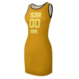 Custom Yellow Light Yellow Sleeveless Vest Dress