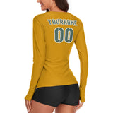Custom Yellow Blue Green Women's Long-Sleeve Shirt