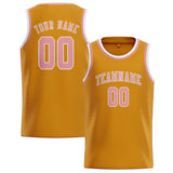 Custom Yellow & Light Pink Colors Design Sports Basketball Jersey