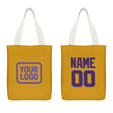 Custom Yellow Purple Canvas Tote Bag