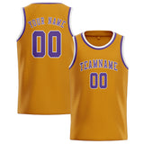 Custom Yellow & Light Purple Colors Design Sports Basketball Jersey