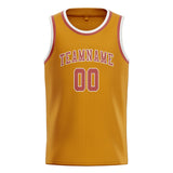 Custom Yellow & Copper Rose Colors Design Sports Basketball Jersey