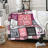 Blanket for Cat Mom Gifts, "Cat Mom", From Daughter Son, Birthday Christmas Holiday Everyday Encouragement, Inspirational