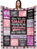 Blanket for Team Gifts, “Alone We Are Smart, Together We Are Awesome, Best Team Ever”, From Coworkers, Birthday, Christmas, Inspirational