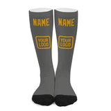 Custom Dark Grey Yellow Knee-High Sock