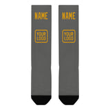 Custom Dark Grey Yellow Knee-High Sock