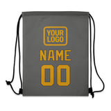 Custom Dark Grey Yellow Drawstring Bag