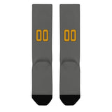 Custom Dark Grey Yellow Knee-High Sock