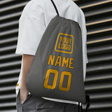 Custom Dark Grey Yellow Drawstring Bag