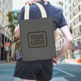 Custom Dark Grey Yellow Canvas Tote Bag