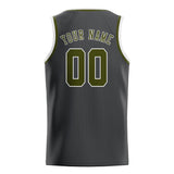 Custom Dark Grey & Olive Colors Design Sports Basketball Jersey