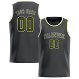 Custom Dark Grey & Olive Colors Design Sports Basketball Jersey