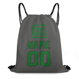 Custom Dark Grey Emerald Green Drawstring Bag