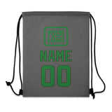 Custom Dark Grey Emerald Green Drawstring Bag