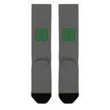 Custom Dark Grey Emerald Green Knee-High Sock