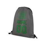 Custom Dark Grey Emerald Green Drawstring Bag