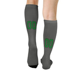 Custom Dark Grey Emerald Green Knee-High Sock