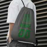 Custom Dark Grey Emerald Green Drawstring Bag
