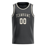 Custom Dark Grey & Cream Colors Design Sports Basketball Jersey