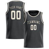 Custom Dark Grey & Cream Colors Design Sports Basketball Jersey