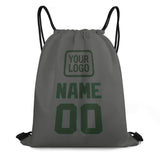 Custom Dark Grey Dark Green Drawstring Bag