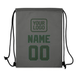 Custom Dark Grey Dark Green Drawstring Bag